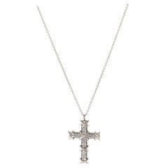 Tiffany & Co. Schlumberger Ten Stone Cross Pendant Necklace Platinum and Diamond