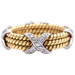 Tiffany & Co. Schlumberger Three Section Diamond and Rope Band