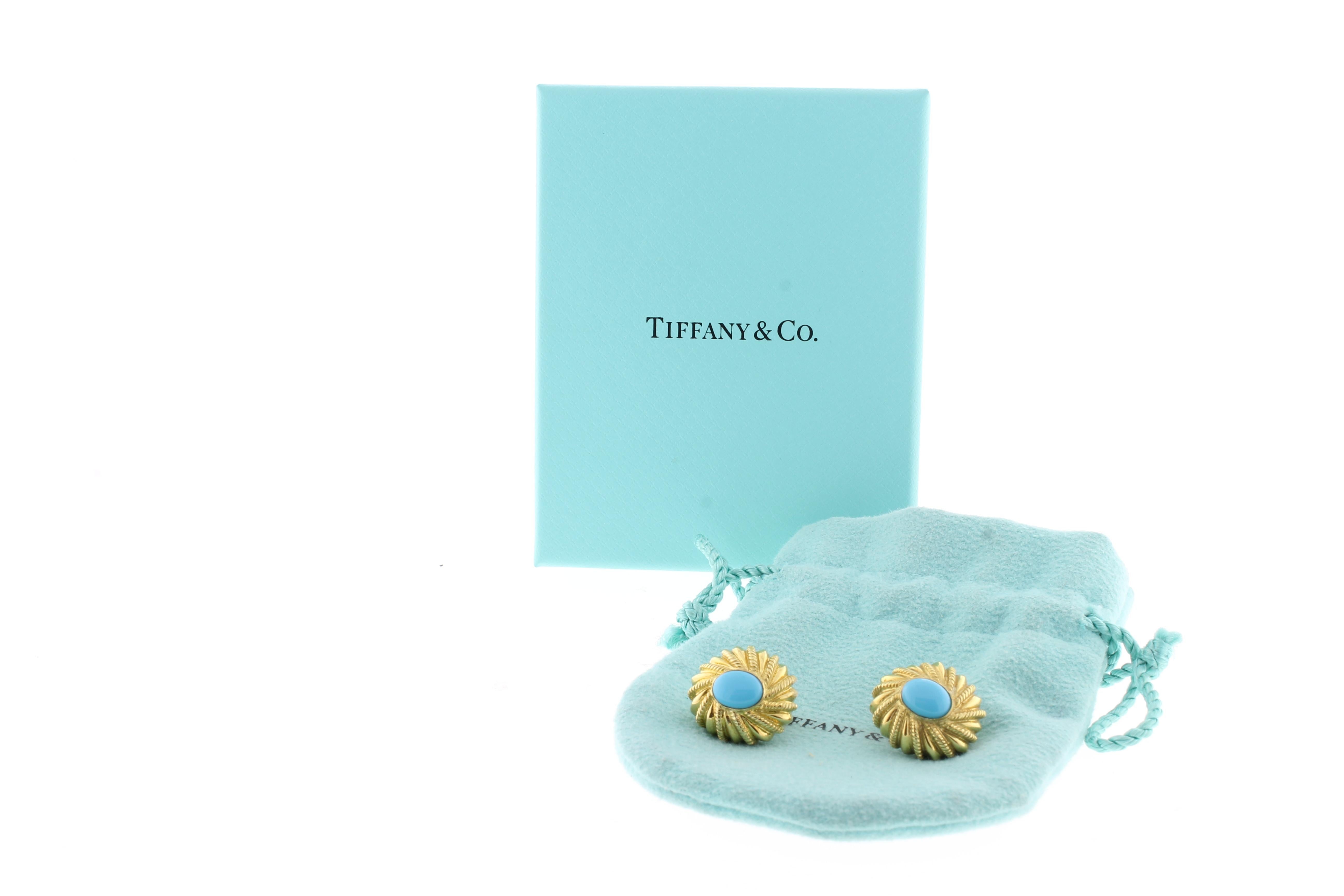 Women's or Men's Tiffany & Co. Schlumberger Turquoise Earrings