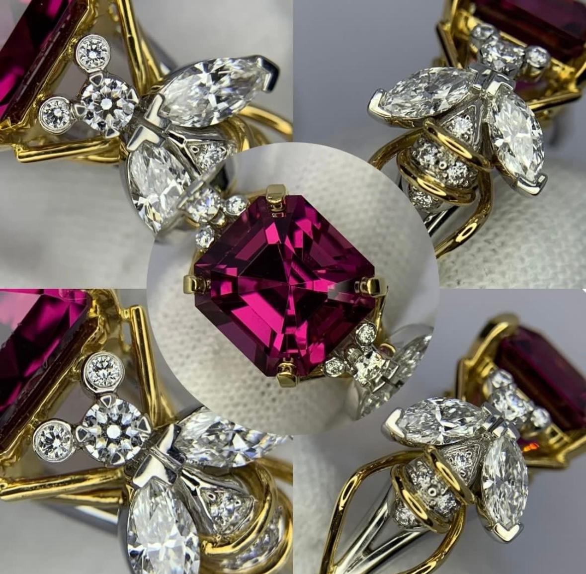 Anello a due api Tiffany & Co. con spinello rosa in vendita 1