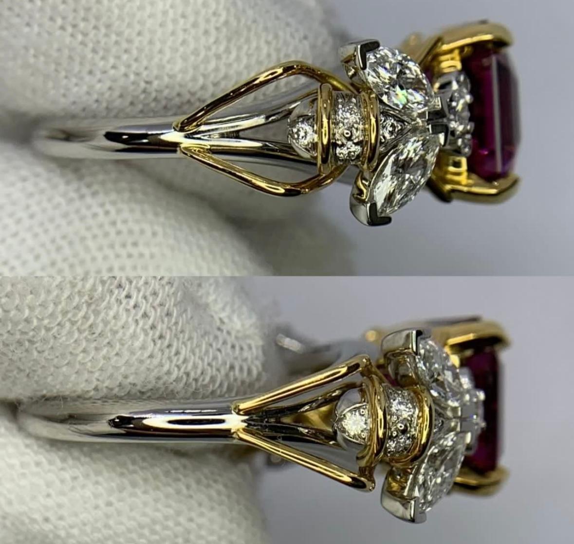 Anello a due api Tiffany & Co. con spinello rosa in vendita 2