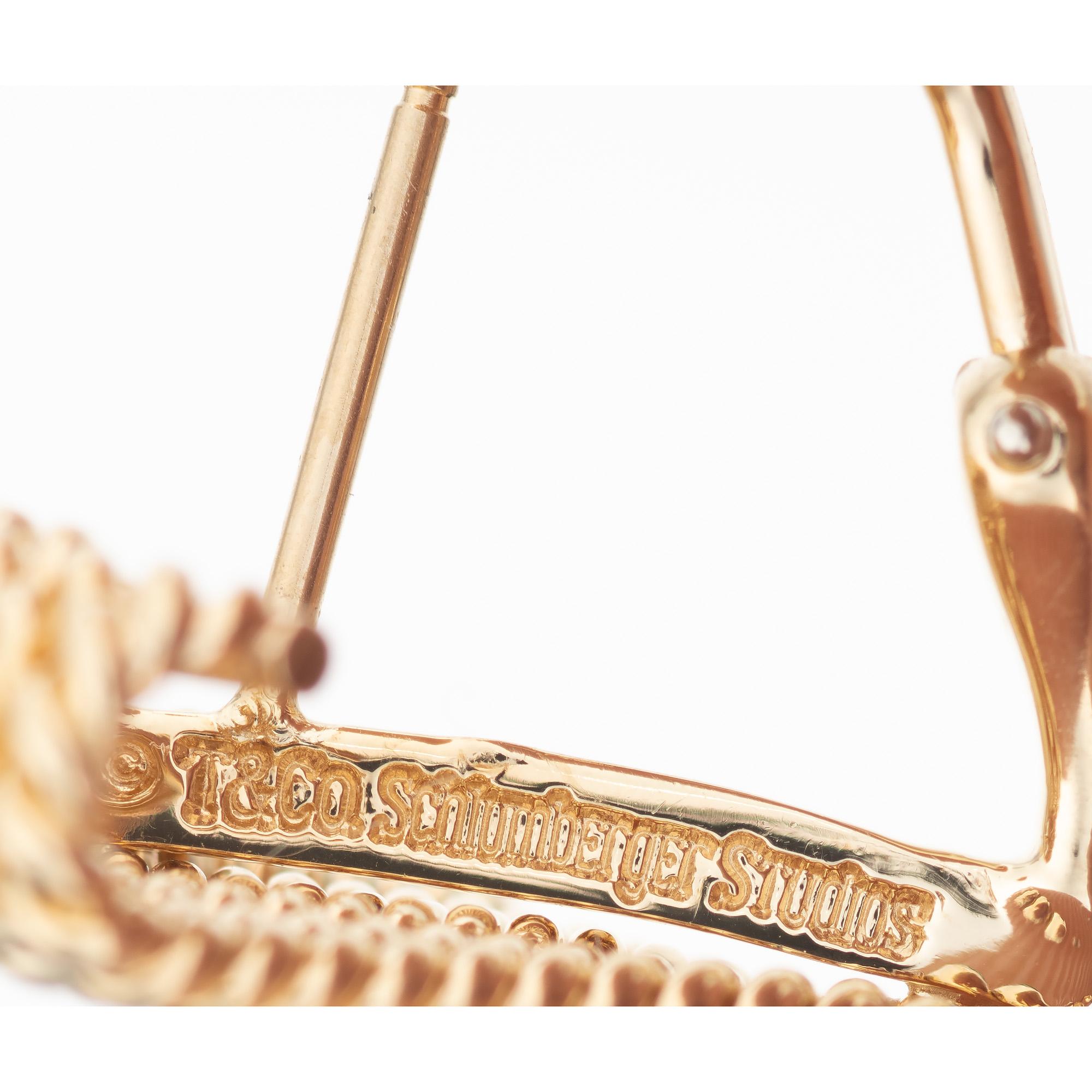 Women's Tiffany & Co Schlumberger V-Rope 18k Yellow Gold Lever Back Earrings  
