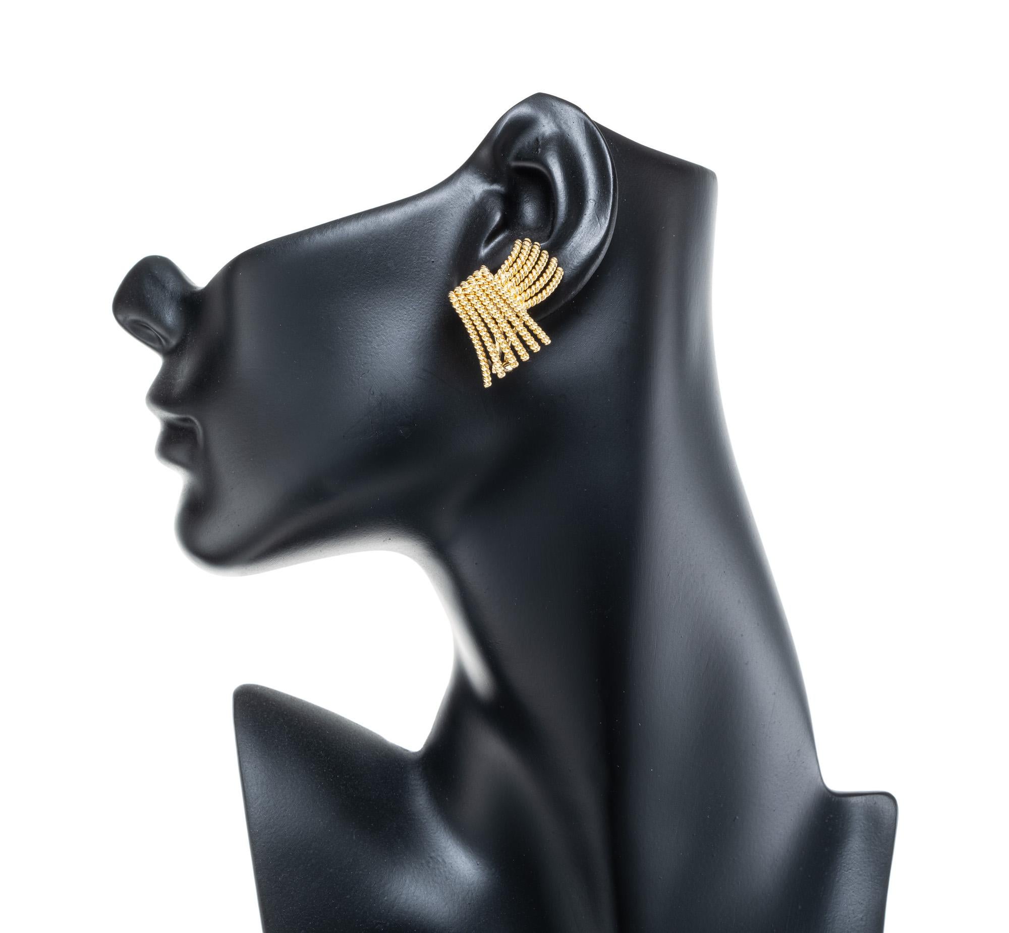 Tiffany & Co Schlumberger V-Rope 18k Yellow Gold Lever Back Earrings   1