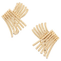 Tiffany & Co Schlumberger V-Rope 18k Yellow Gold Lever Back Earrings  