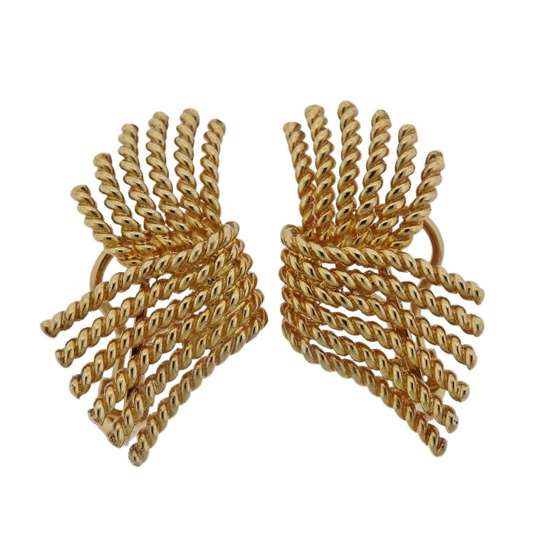 Tiffany and Co. Schlumberger V Rope Gold Earrings at 1stDibs