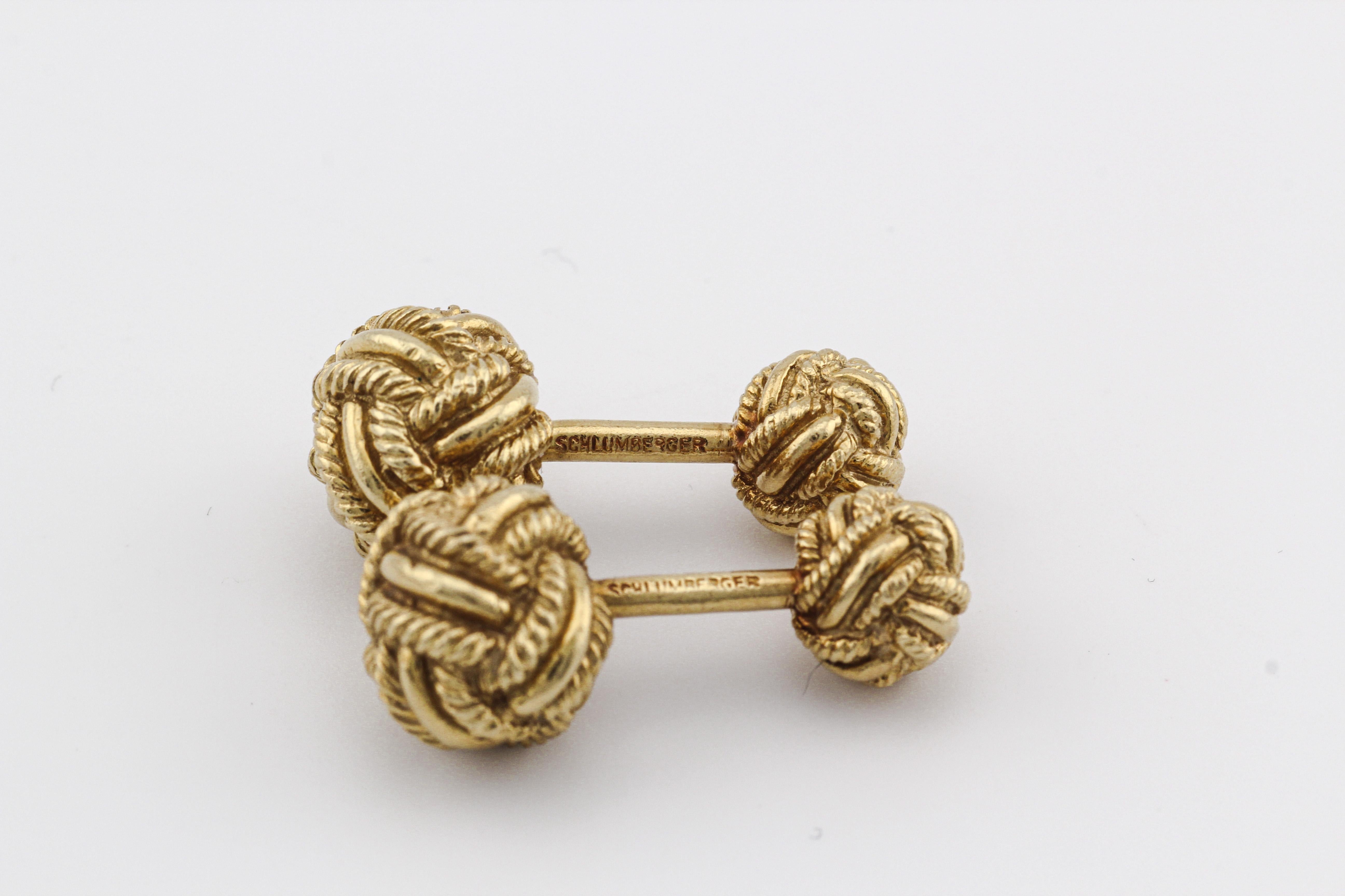 Tiffany & Co. Schlumberger Vintage 18K Yellow Gold Knot Cufflinks 4 Studs Set 2