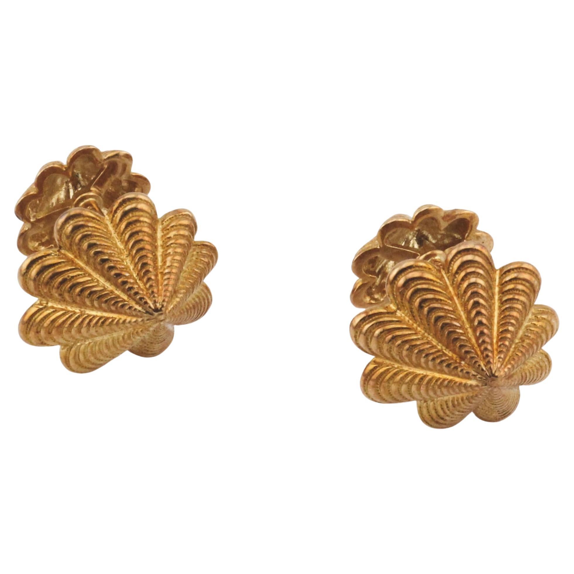 Tiffany & Co. Schlumberger Vintage 18k Yellow Gold Limpet Shell Cufflinks