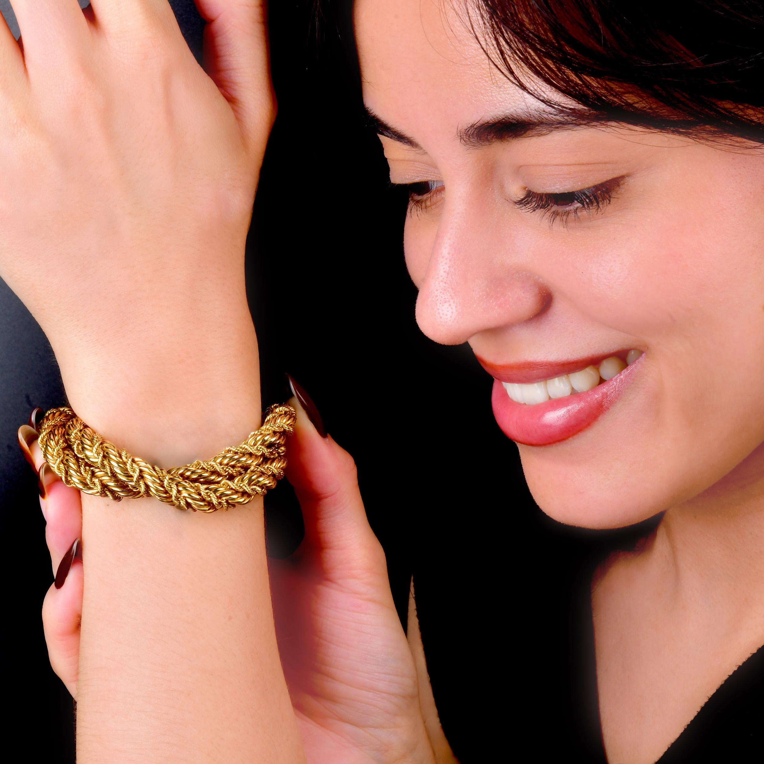 Tiffany & Co. Schlumberger Vintage 18K Gelbgold Seil-Armband im Zustand „Hervorragend“ im Angebot in Miami, FL