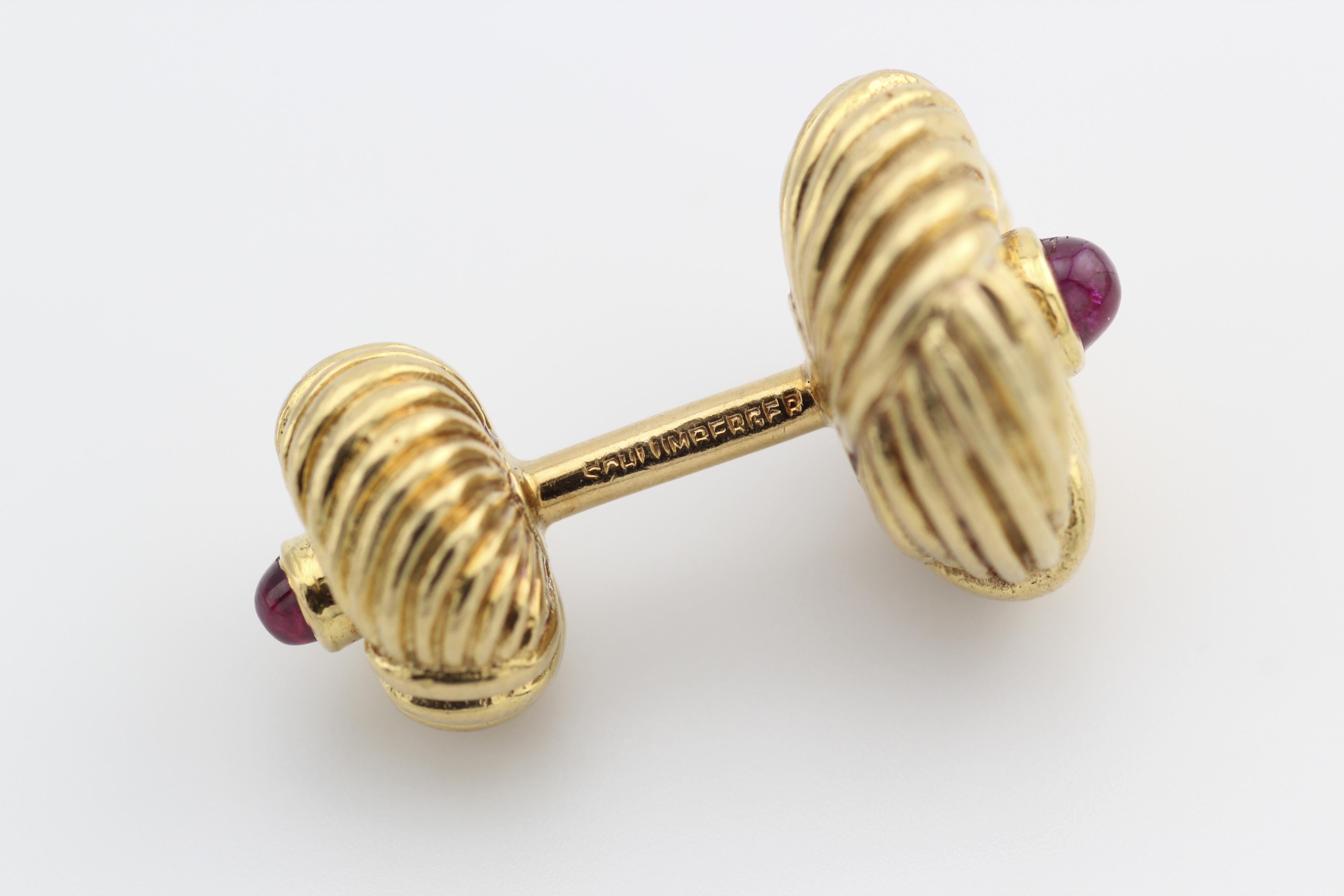 Men's Tiffany & Co. Schlumberger Vintage Ruby 18k Yellow Gold Cufflinks