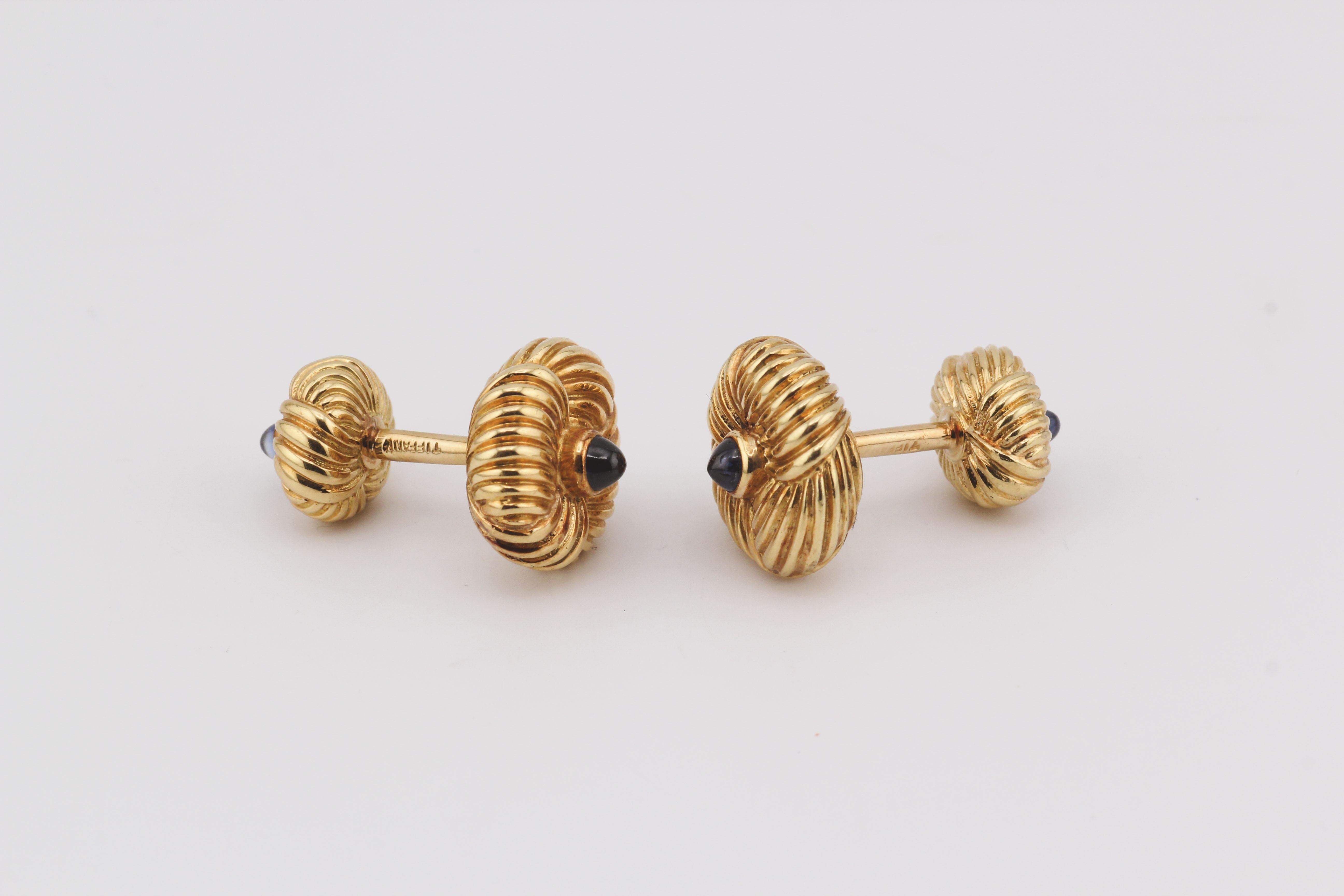 Cabochon Tiffany & Co. Schlumberger Vintage Sapphire 18k Yellow Gold Cufflinks