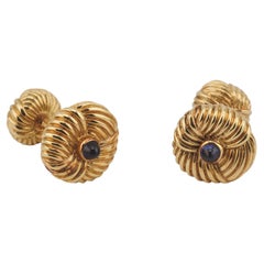 Tiffany & Co. Schlumberger Vintage Manschettenknöpfe mit Saphir 18k Gelbgold