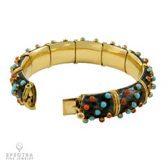 Tiffany & Co. Schlumberger Vintage Turquoise Coral Bangle Bracelet