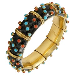 Tiffany & Co. Schlumberger Vintage Turquoise Coral Bangle Bracelet