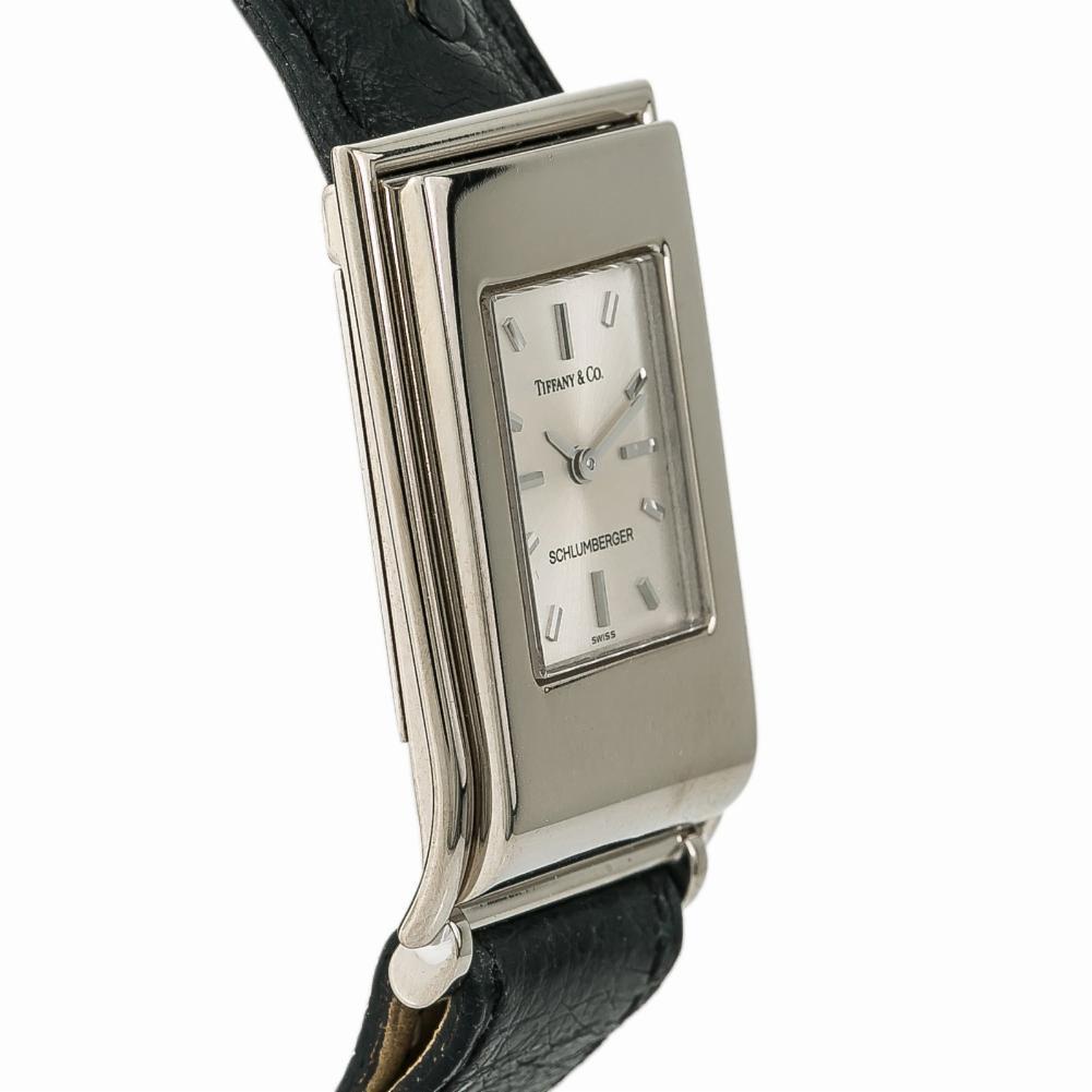 Tiffany & Co Schlumberger Womens Quartz Watch Silver Dial 18K YG 23mm
