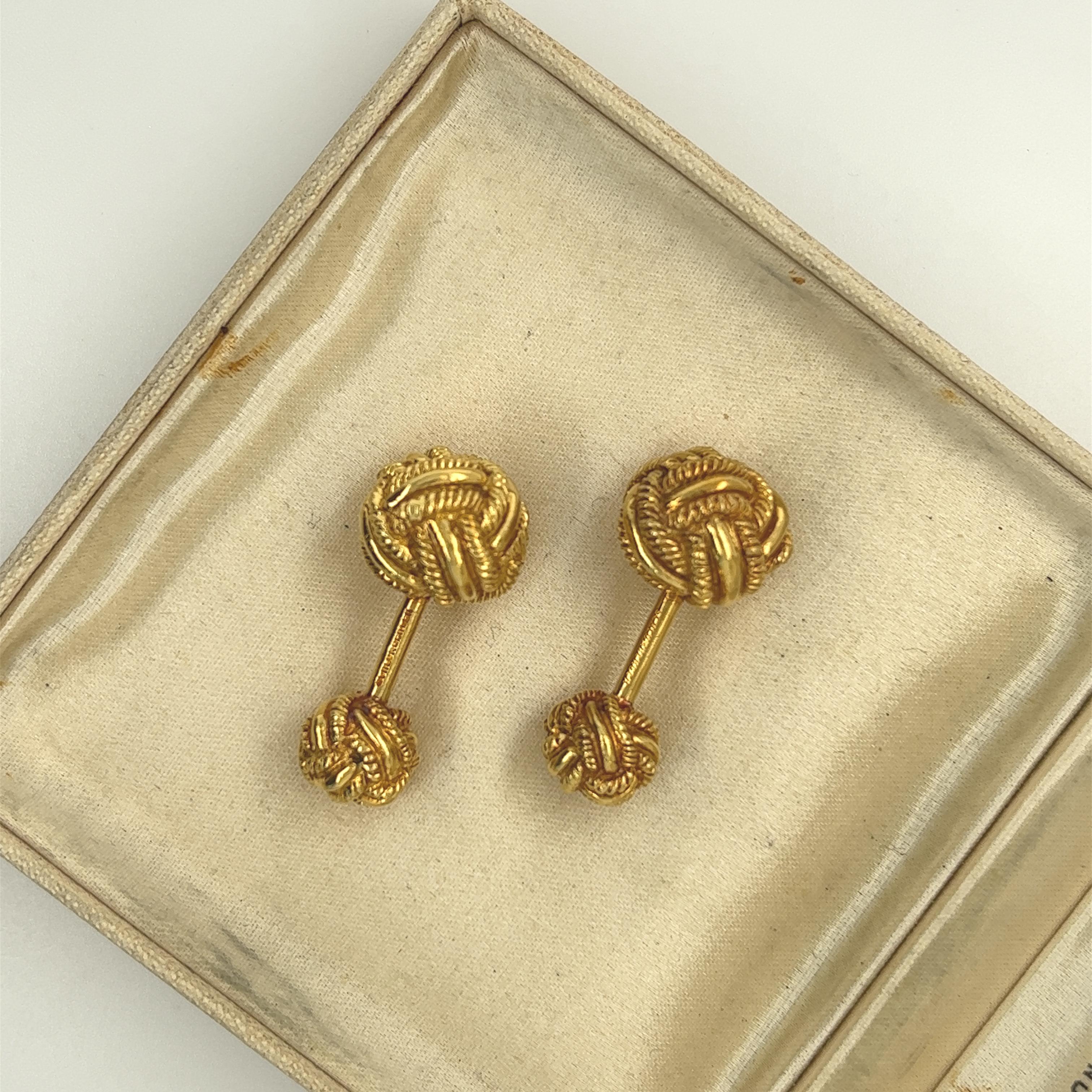  Tiffany & Co. Boutons de manchette Schlumberger à nœuds tissés en or jaune 18 carats Unisexe 