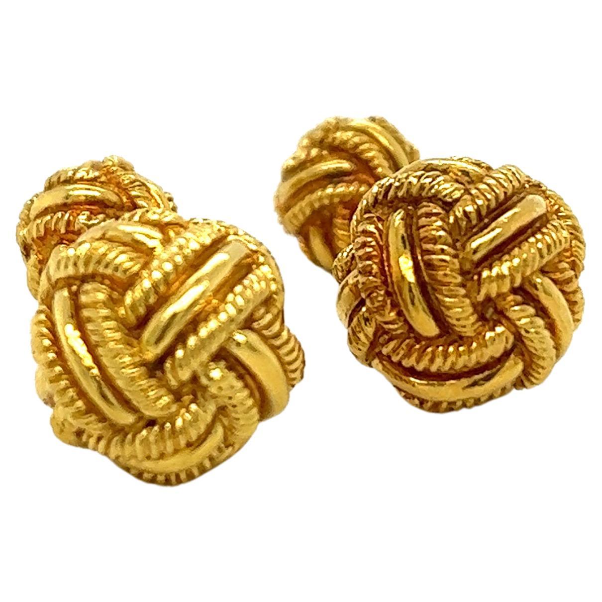 Tiffany & Co. Schlumberger Woven Knot Cuff Links in 18k Yellow Gold For Sale