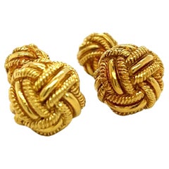 Vintage Tiffany & Co. Schlumberger Woven Knot Cuff Links in 18k Yellow Gold