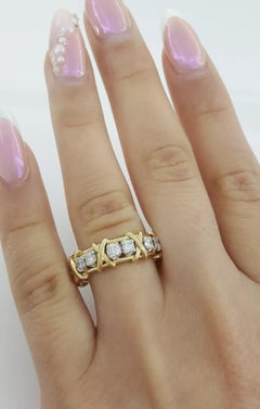 Tiffany & Co. Schlumberger "X" Bague à seize diamants en or jaune 18 carats