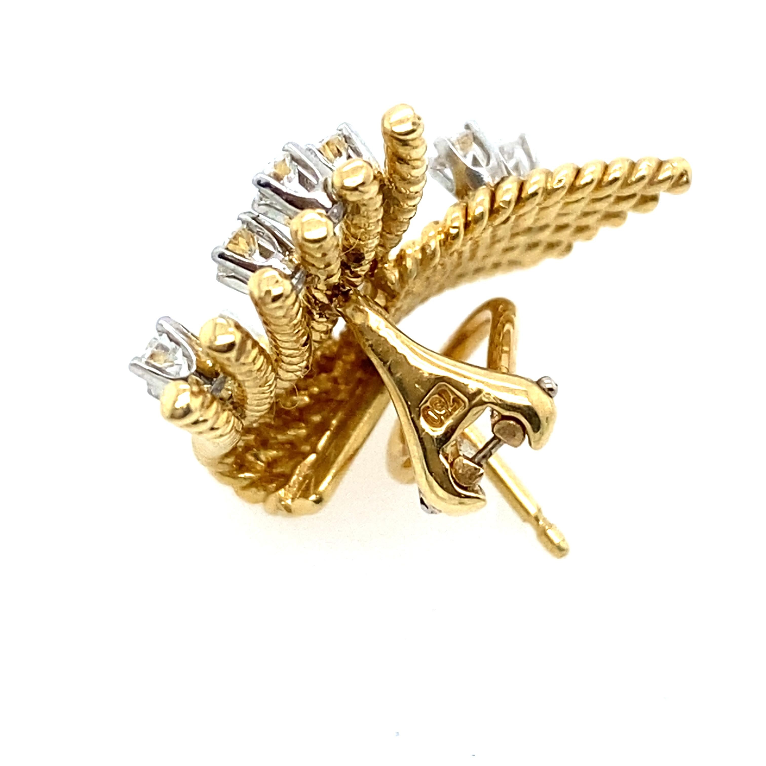 Women's Tiffany & Co Schlumberger Yellow gold Diamond Earrings, 0.91ct