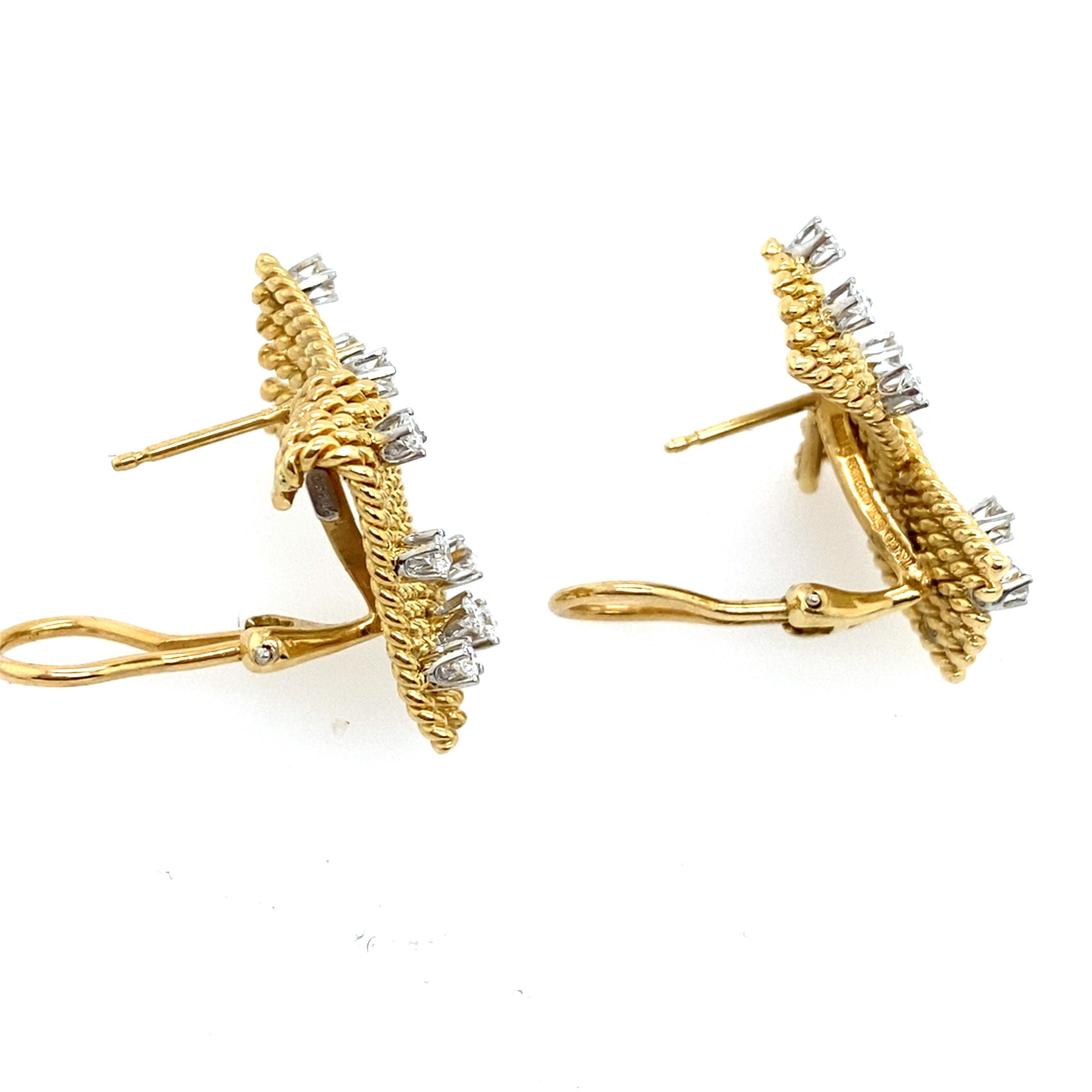Tiffany & Co Schlumberger Yellow gold Diamond Earrings, 0.91ct 1