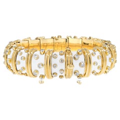 Tiffany & Co. Schlumberger Yellow Gold White Enamel Diamond Bangle Bracelet