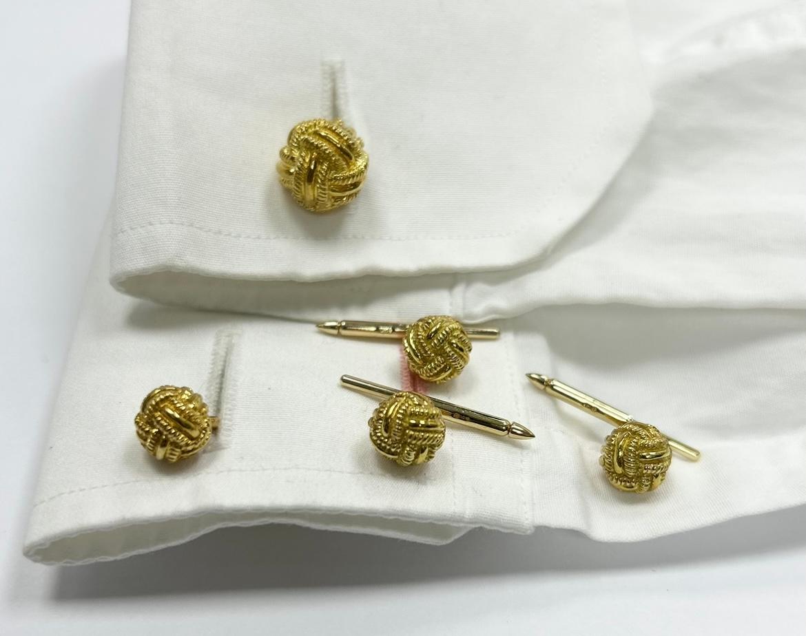 Men's Tiffany & Co Schlumberger YG Love Knot Cufflink Dress Set For Sale
