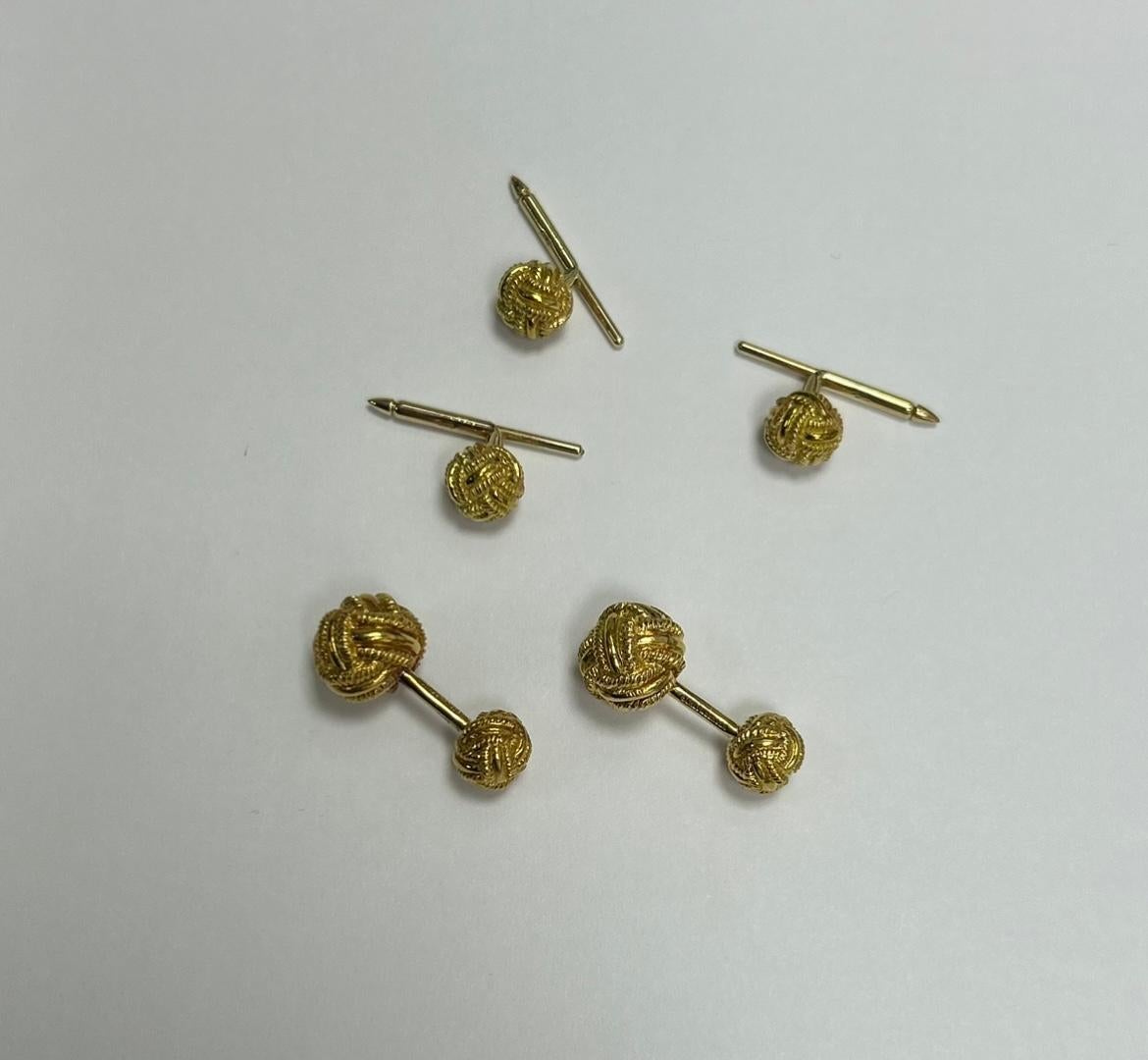 Tiffany & Co Schlumberger YG Love Knot Cufflink Dress Set For Sale 1