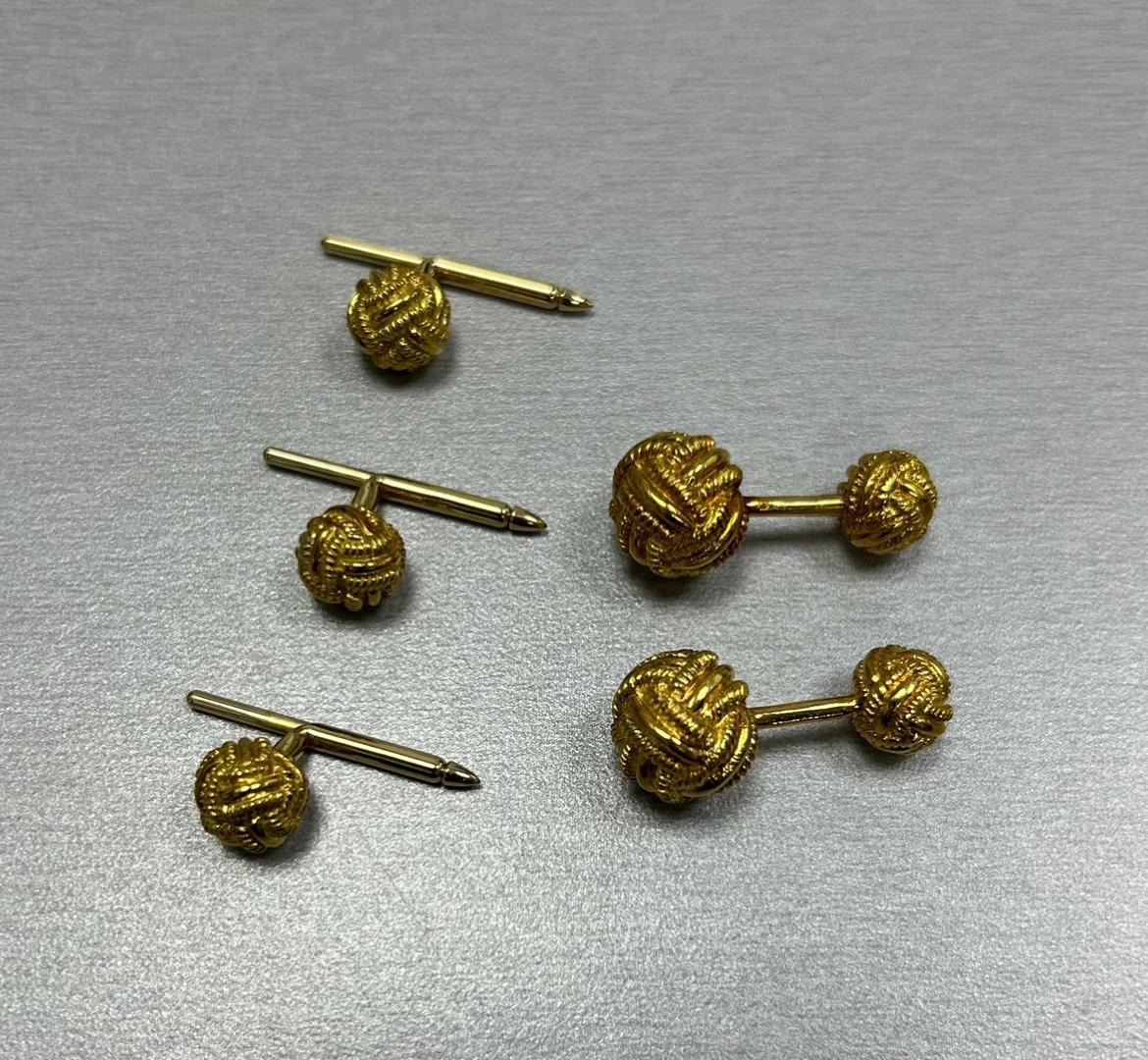 Tiffany & Co Schlumberger YG Love Knot Cufflink Dress Set For Sale 2