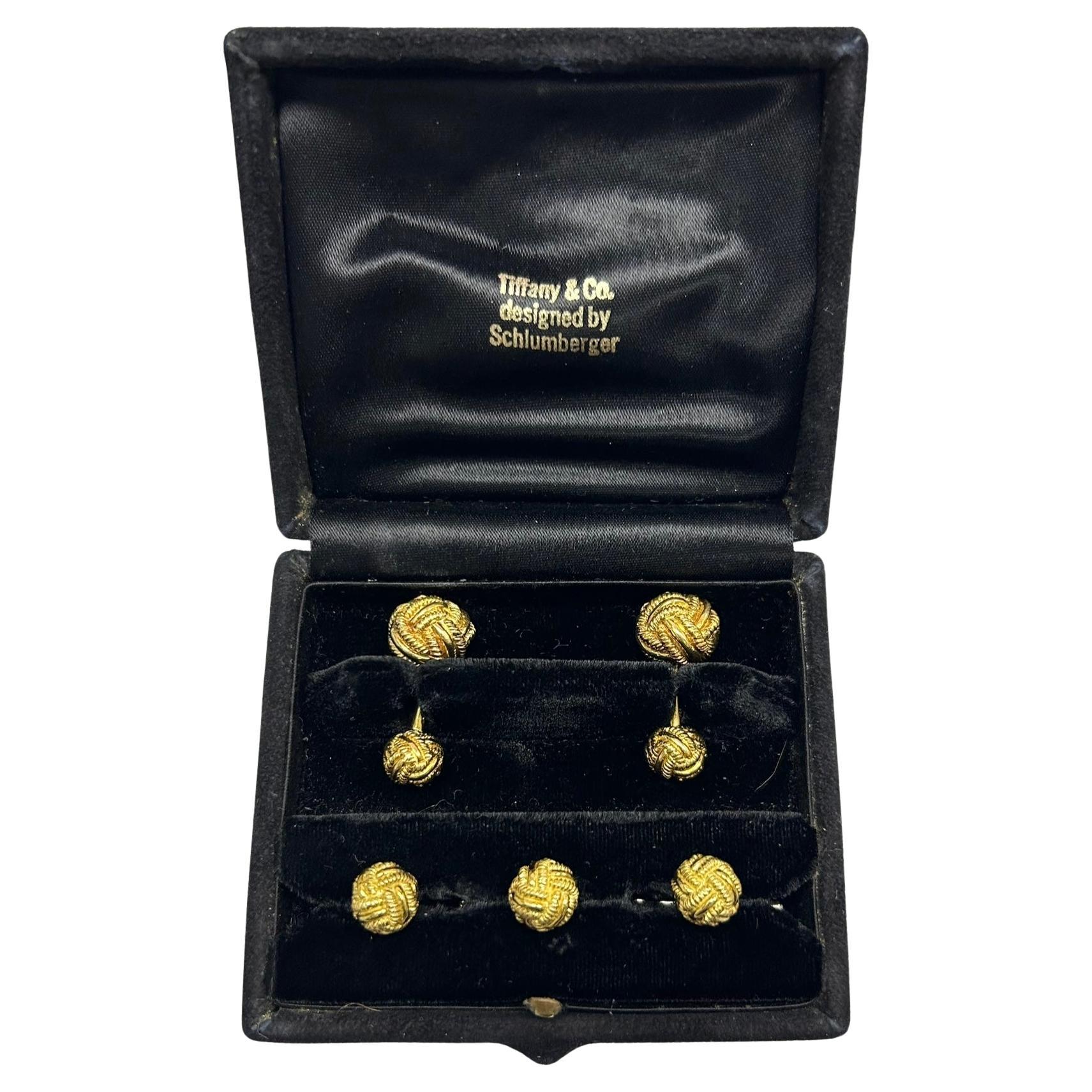 Tiffany & Co Schlumberger YG Love Knot Cufflink Dress Set