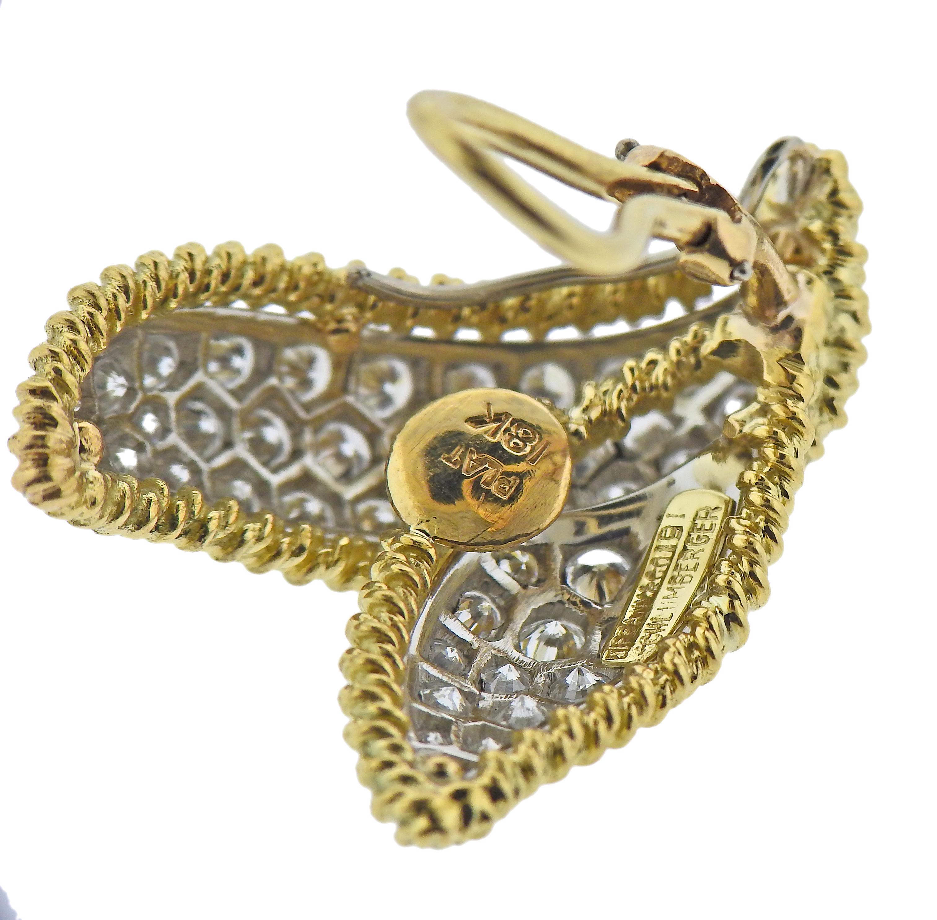 Tiffany & Co. Schlumberger Diamant-Ohrringe aus Gold und Platin im Zustand „Hervorragend“ im Angebot in New York, NY