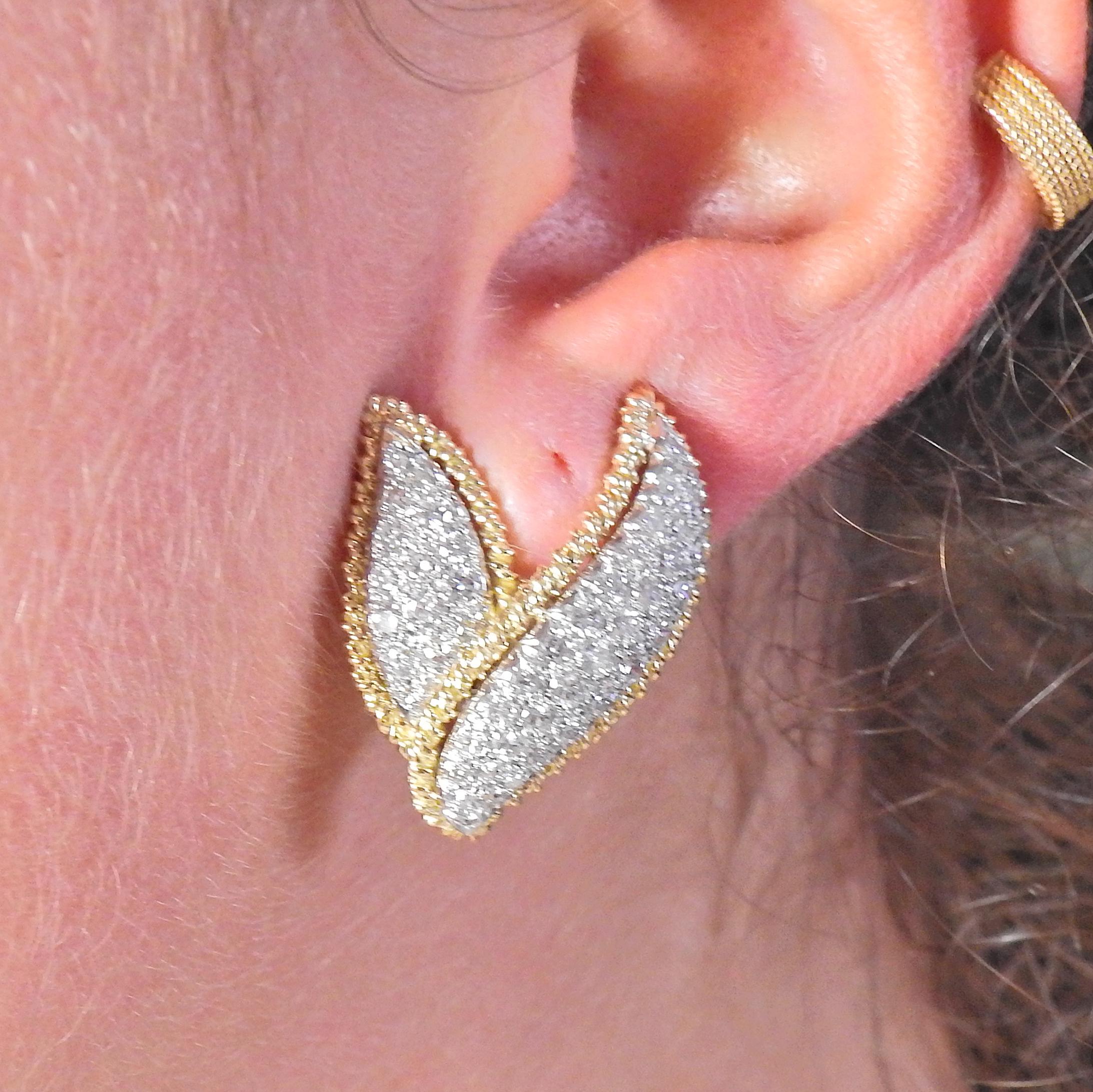 Tiffany & Co. Schlumberger Diamant-Ohrringe aus Gold und Platin Damen im Angebot
