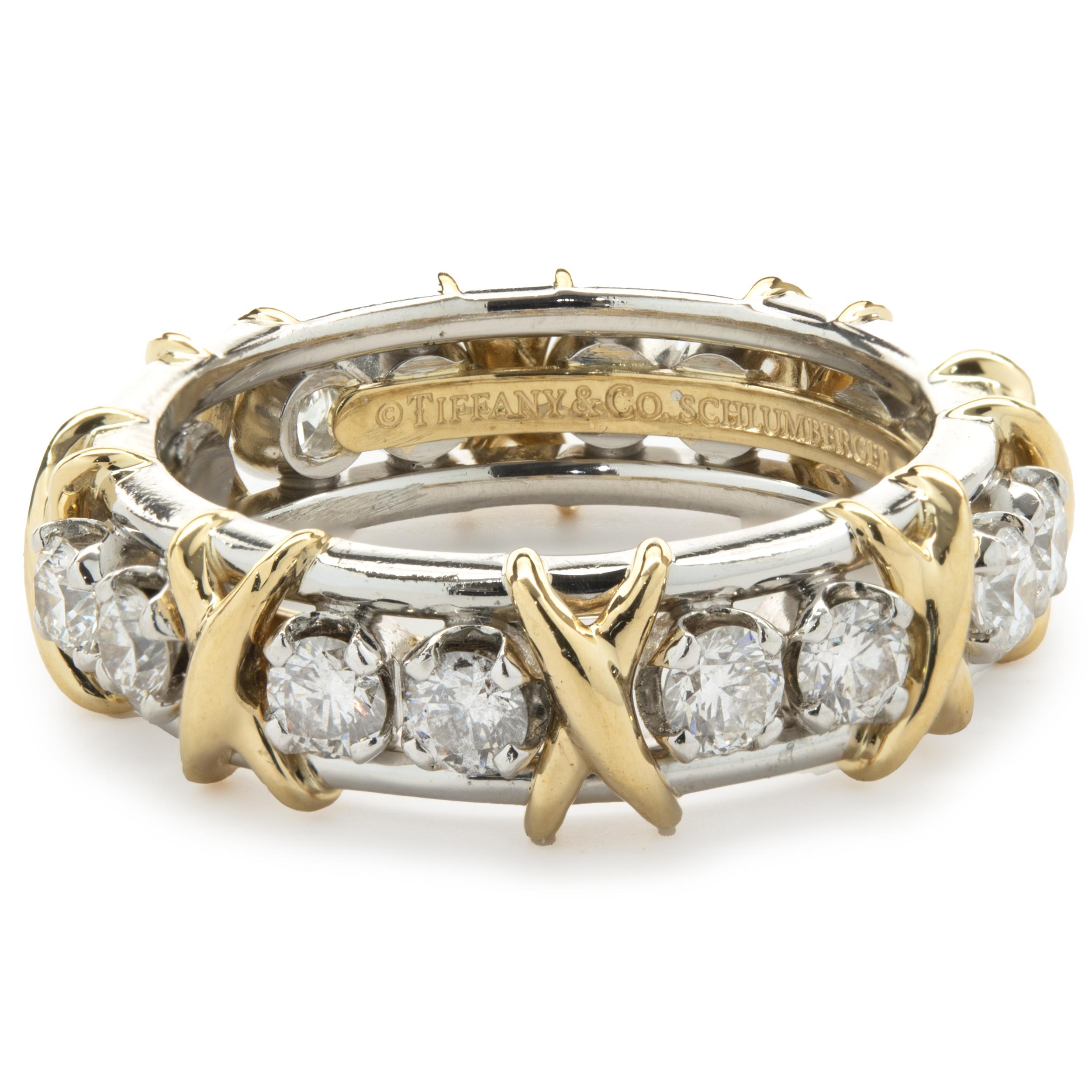 Tiffany & Co. Schulmberger Platinum and 18 Karat Yellow Gold Sixteen Diamond X B