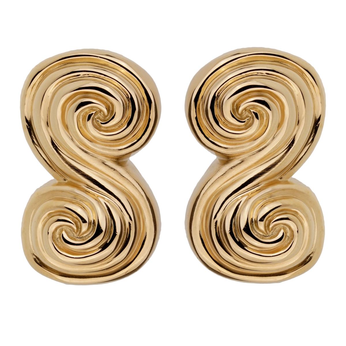 Tiffany & Co Scroll Gold Clip On Earrings