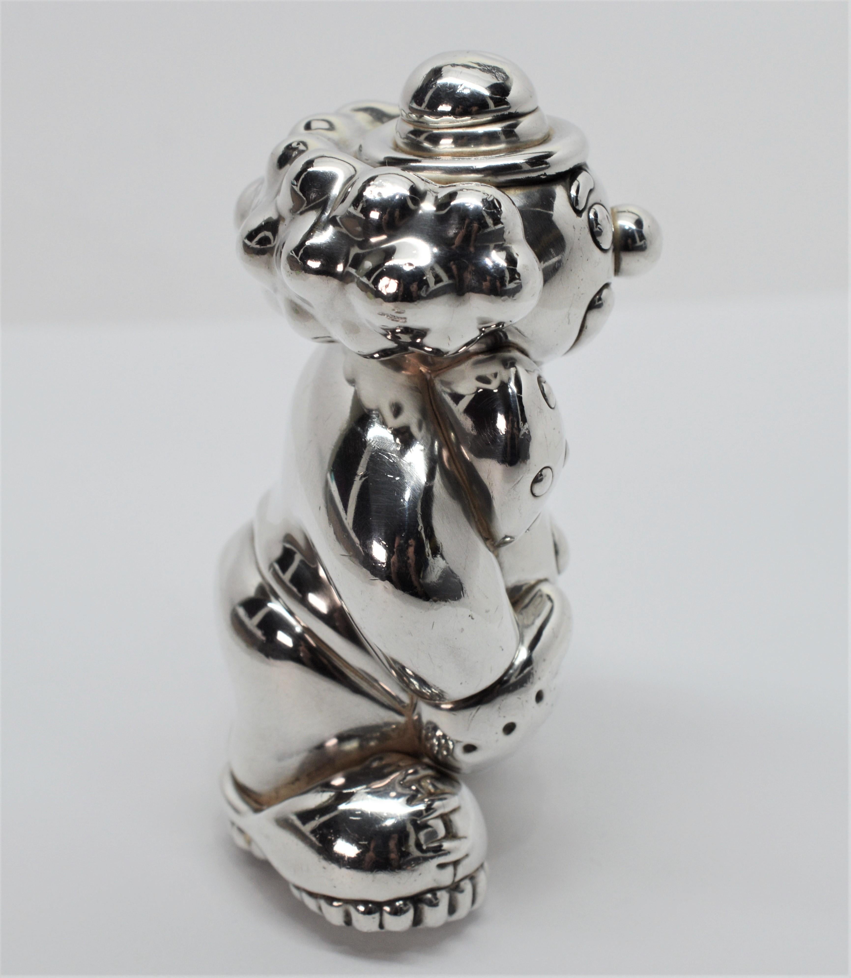 Tiffany & Co. Sculptured Sterling Silver Clown Figure Rattle, 1992 1