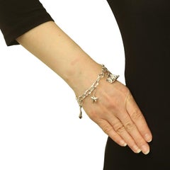 Tiffany & Co Sea Fish Sapphire Charm Bracelet 7 1/4" Sterling 925 Nautical Beach