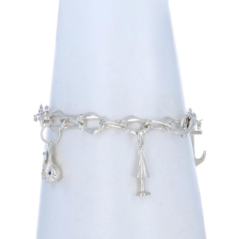 Round Cut Tiffany & Co Sea Fish Sapphire Charm Bracelet 7 1/4