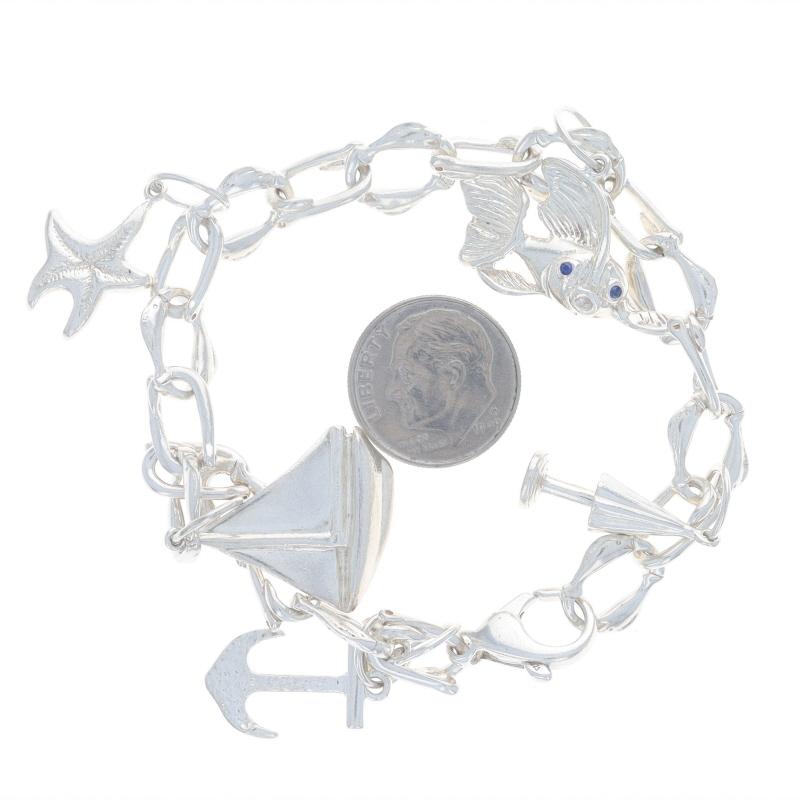 Women's Tiffany & Co Sea Fish Sapphire Charm Bracelet 7 1/4