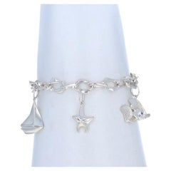 Tiffany & Co Seefisch-Saphir-Charm-Armband 7 1/4" Sterling 925 Nautisches Strand-Armband