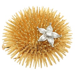Tiffany & Co Sea Urchin Brooch Vintage 18k Yellow Gold Pin