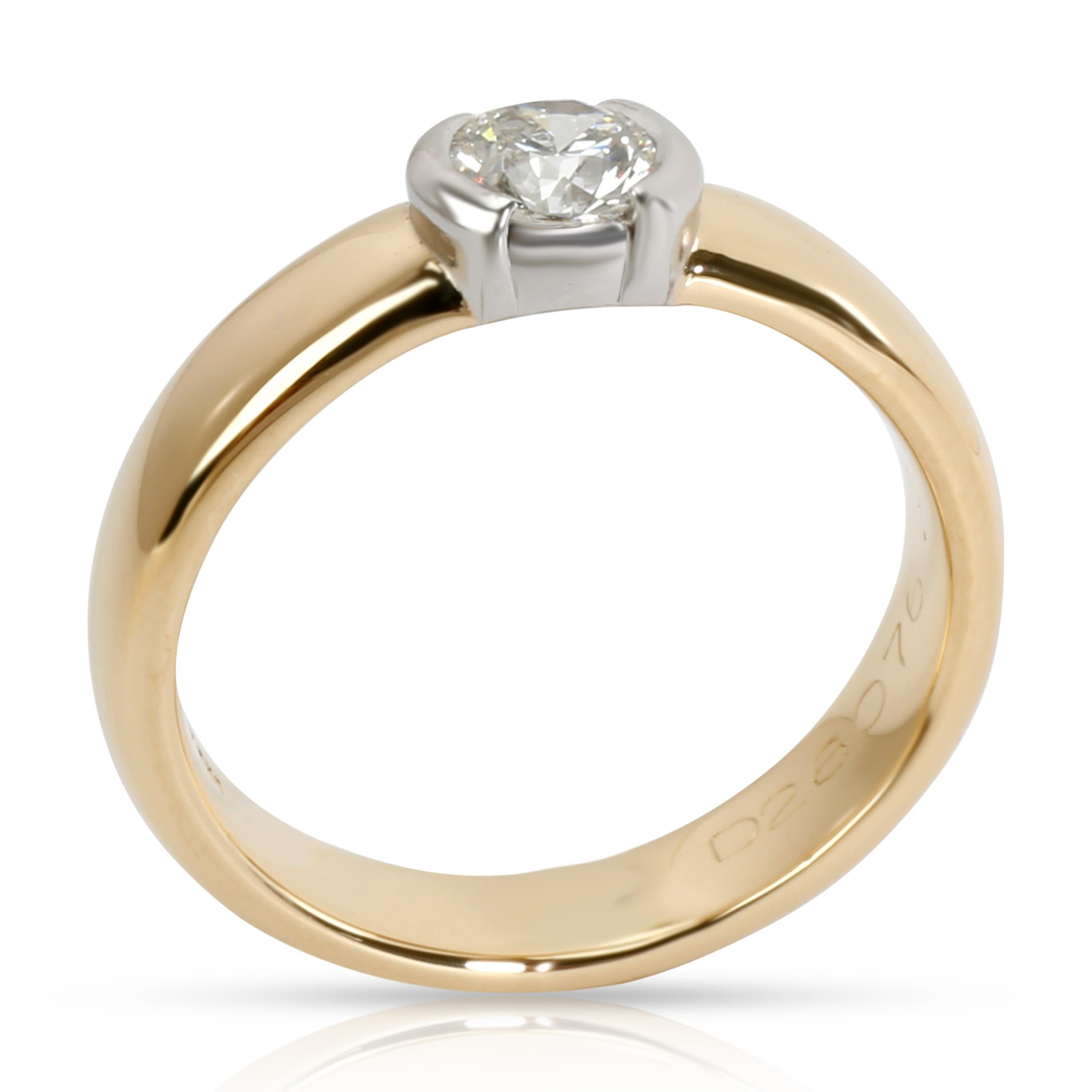 Round Cut Tiffany & Co. Semi Bezel Diamond Ring in 18 Karat 2-Tone Gold 0.35 Carat