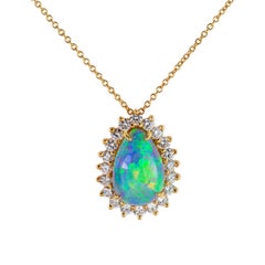 Tiffany & Co. Semi Black Boulder Opal Diamond Yellow Gold Pendant