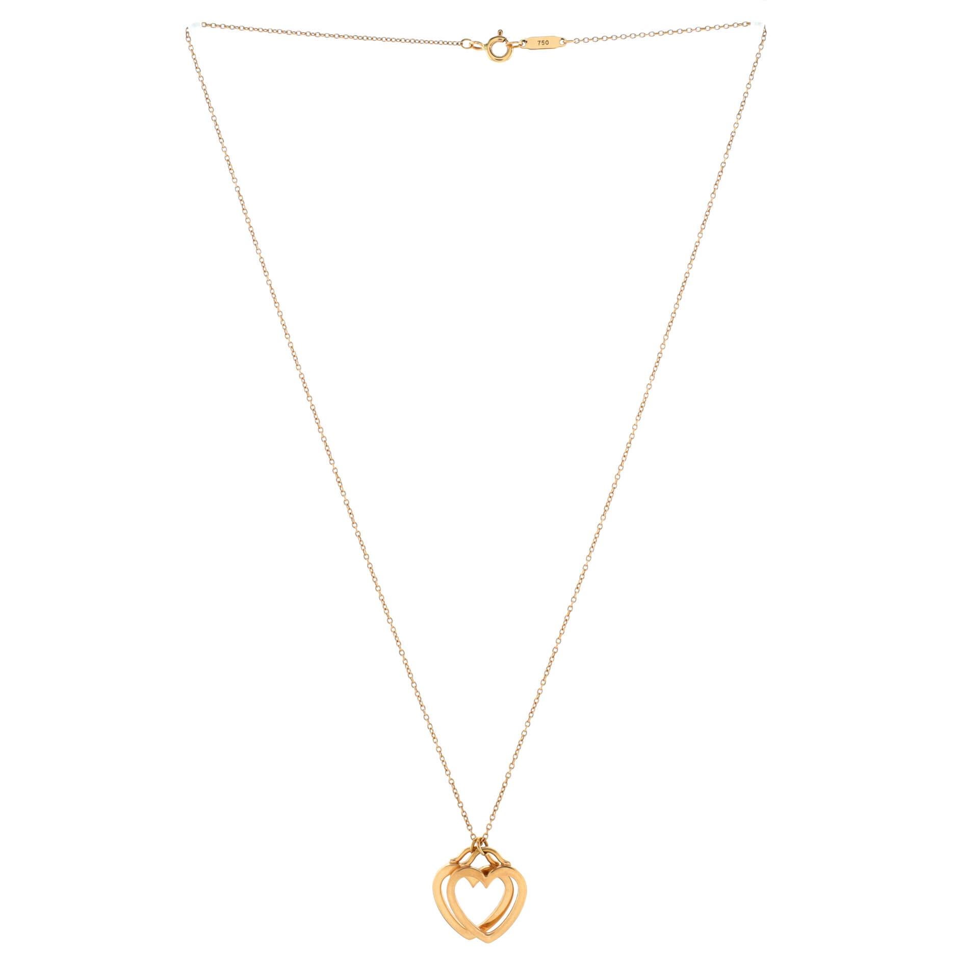 tiffany and co double heart gold necklace