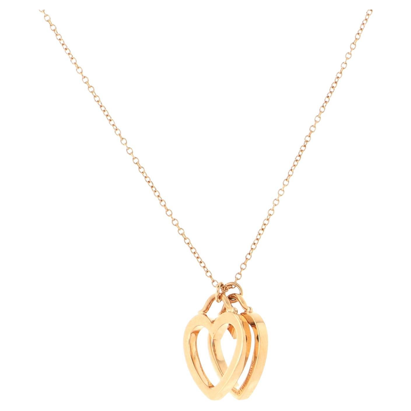 Tiffany 
Co. Sentimental Double Heart Pendant Necklace 18k Rose Gold