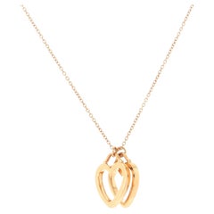 Tiffany & Co. Sentimental Double Heart Pendant Necklace 18k Rose Gold