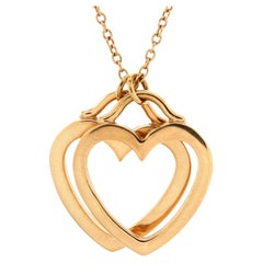 Tiffany & Co. Sentimental Double Heart Pendant Necklace 18K Rose Gold