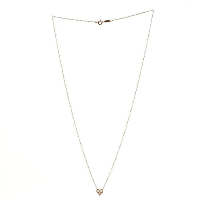 Tiffany & Co. Sentimental Herz 3 Diamant-Anhänger Halskette 18K Rose Gold im Zustand „Gut“ in New York, NY