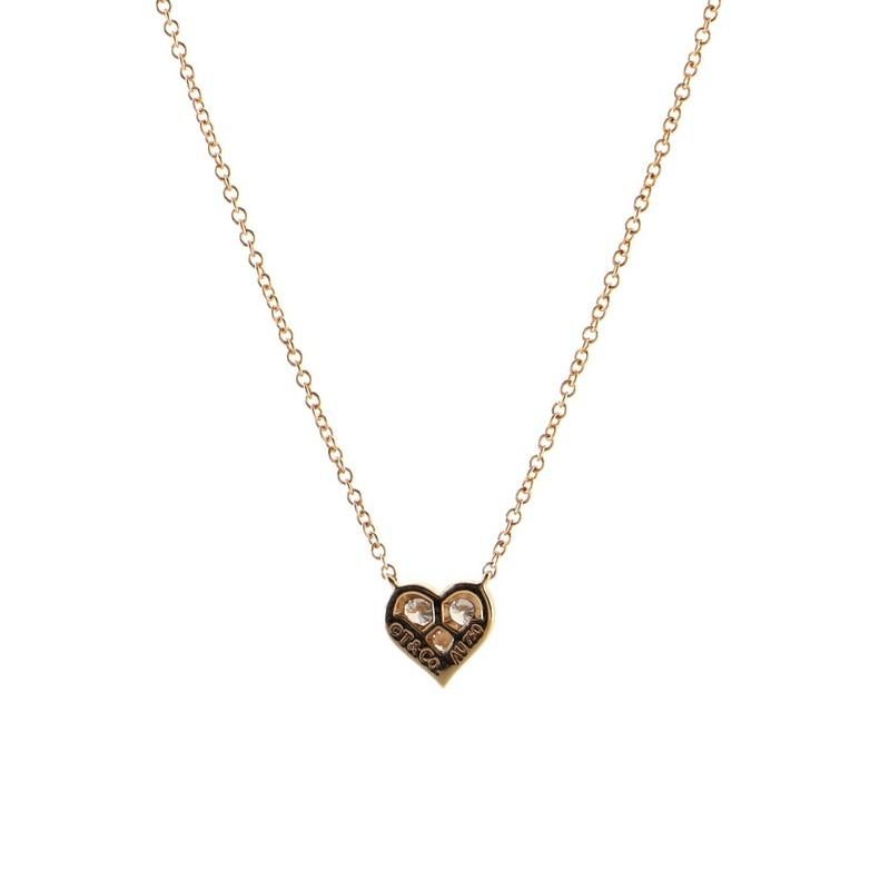 Tiffany & Co. Sentimental Herz 3 Diamant-Anhänger Halskette 18K Rose Gold Damen