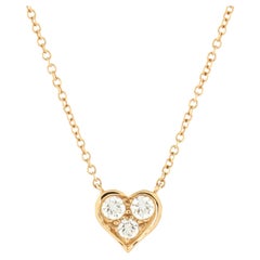 Tiffany & Co. Sentimental Heart 3 Diamond Pendant Necklace 18k Rose Gold