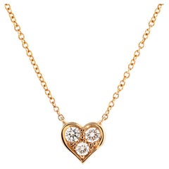 Tiffany & Co. Sentimental Heart 3 Diamond Pendant Necklace 18k Yellow Gold