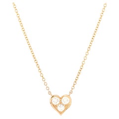 Tiffany & Co. Sentimental Heart 3 Diamond Pendant Necklace 18k Yellow Gold